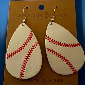 ⚾️⚾️ Genuine Leather Baseball Teardrop Earrings- NEW